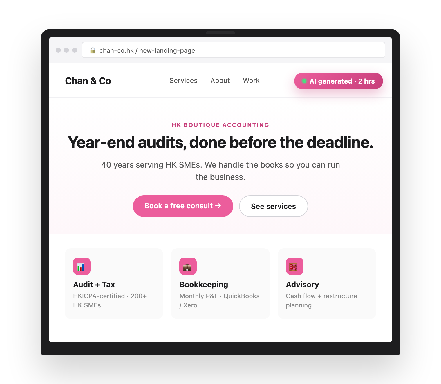 SME landing page mockup